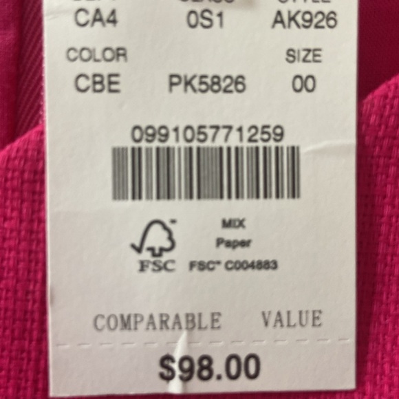J.Crew scalloped magenta dress in size 00 - Picture 4 of 4